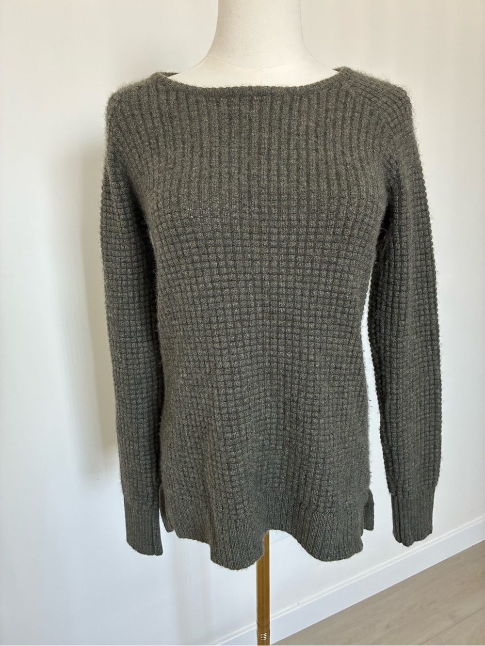 Athleta Olive Casmere Textured Waffle Sweater